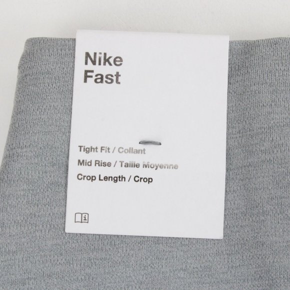 Nike Fast Womens Mid-Rise Crop Running Leggings Gray Size Large - Picture 6 of 10